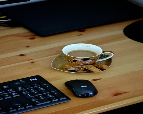 A cup of Indian masala chai on a desk